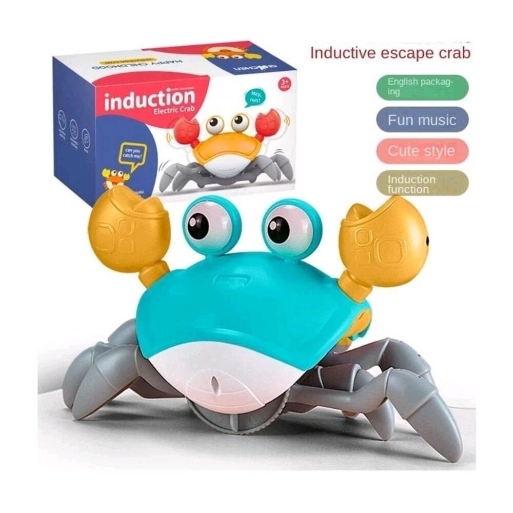 Cute Crab Electric Induction Toy Blue LED Music Moving Catch Crawl Chase Escape
